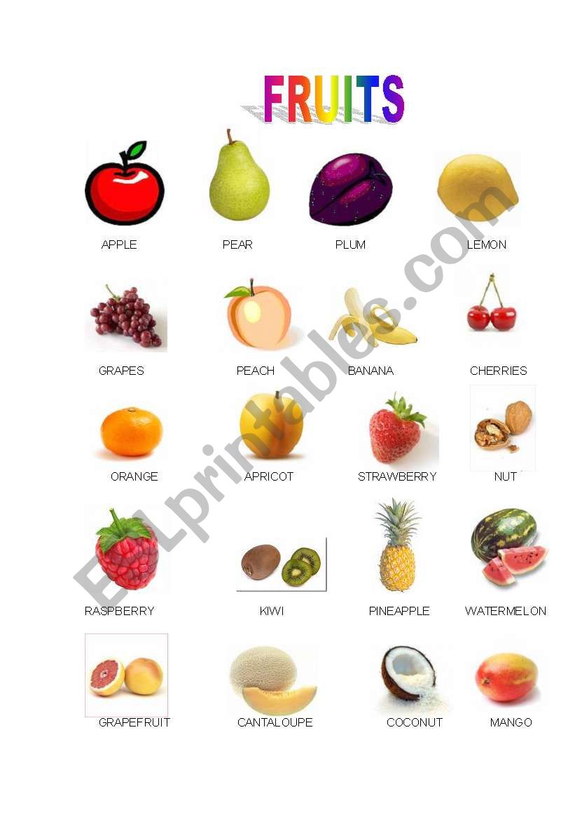 FRUITS worksheet