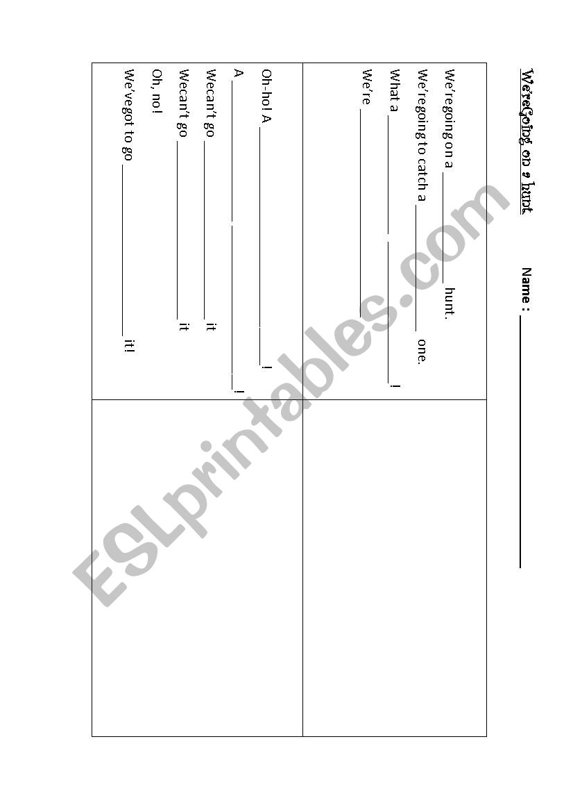 Bear Hunt new version worksheet