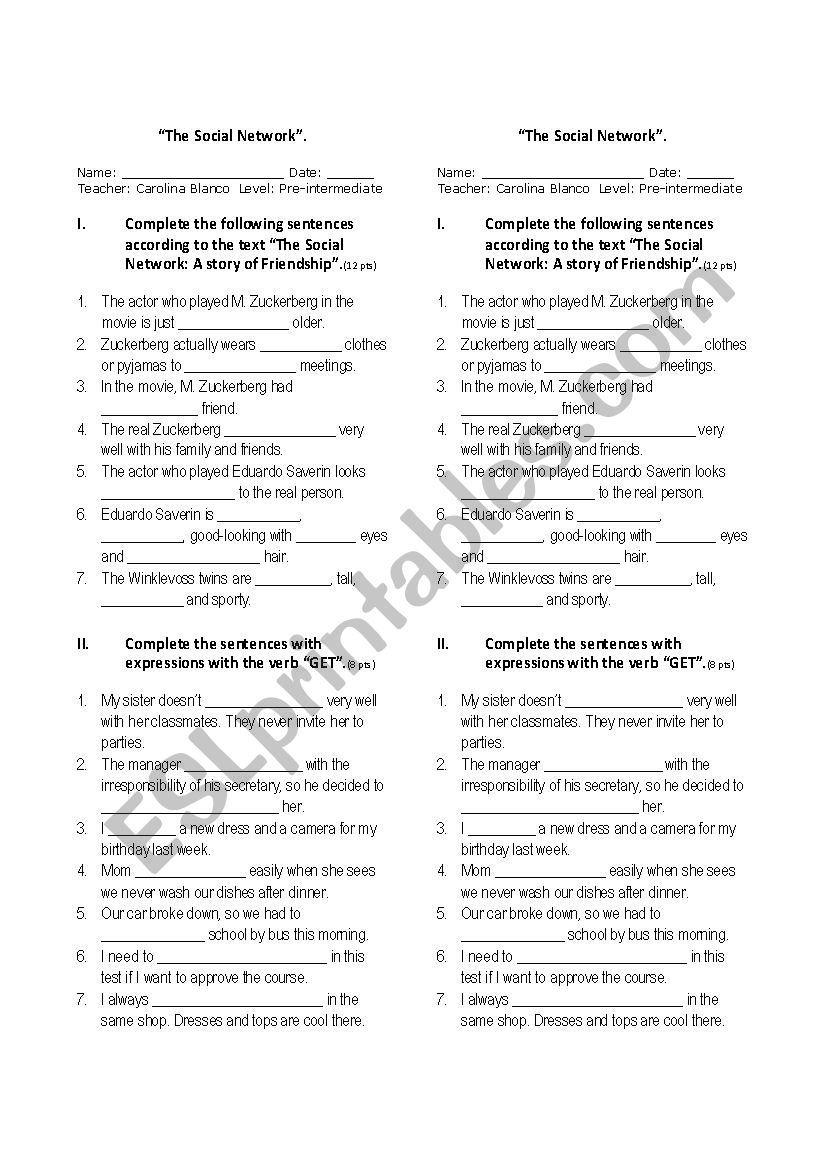 Class quiz (Pre intermediate) worksheet