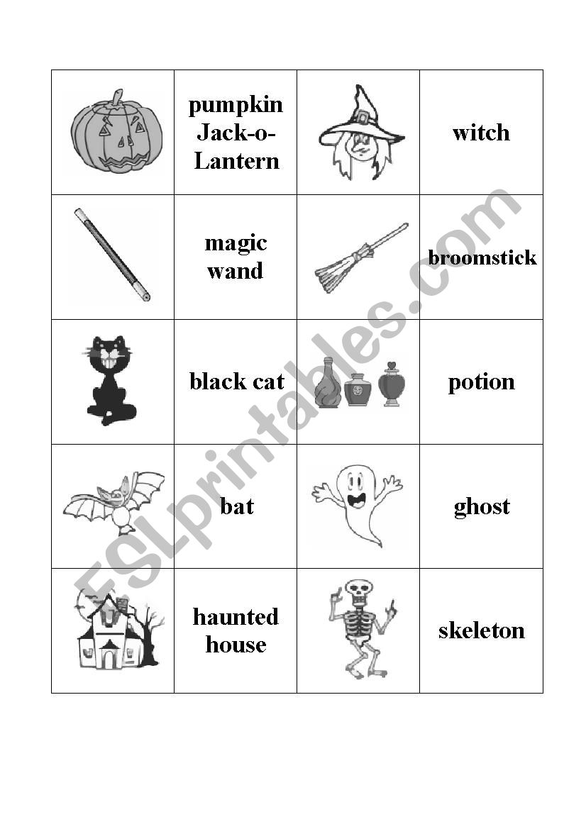 Halloween Memory Game with Simple Present and What Time part 1 - ESL  worksheet by juliag