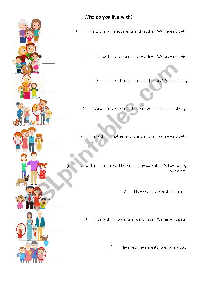 Who do you live with? worksheet