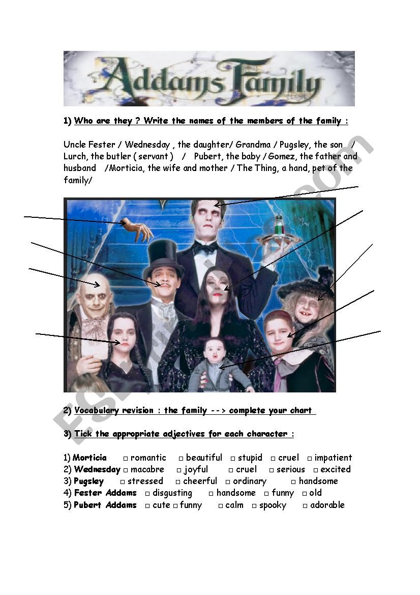 Addams Family  worksheet