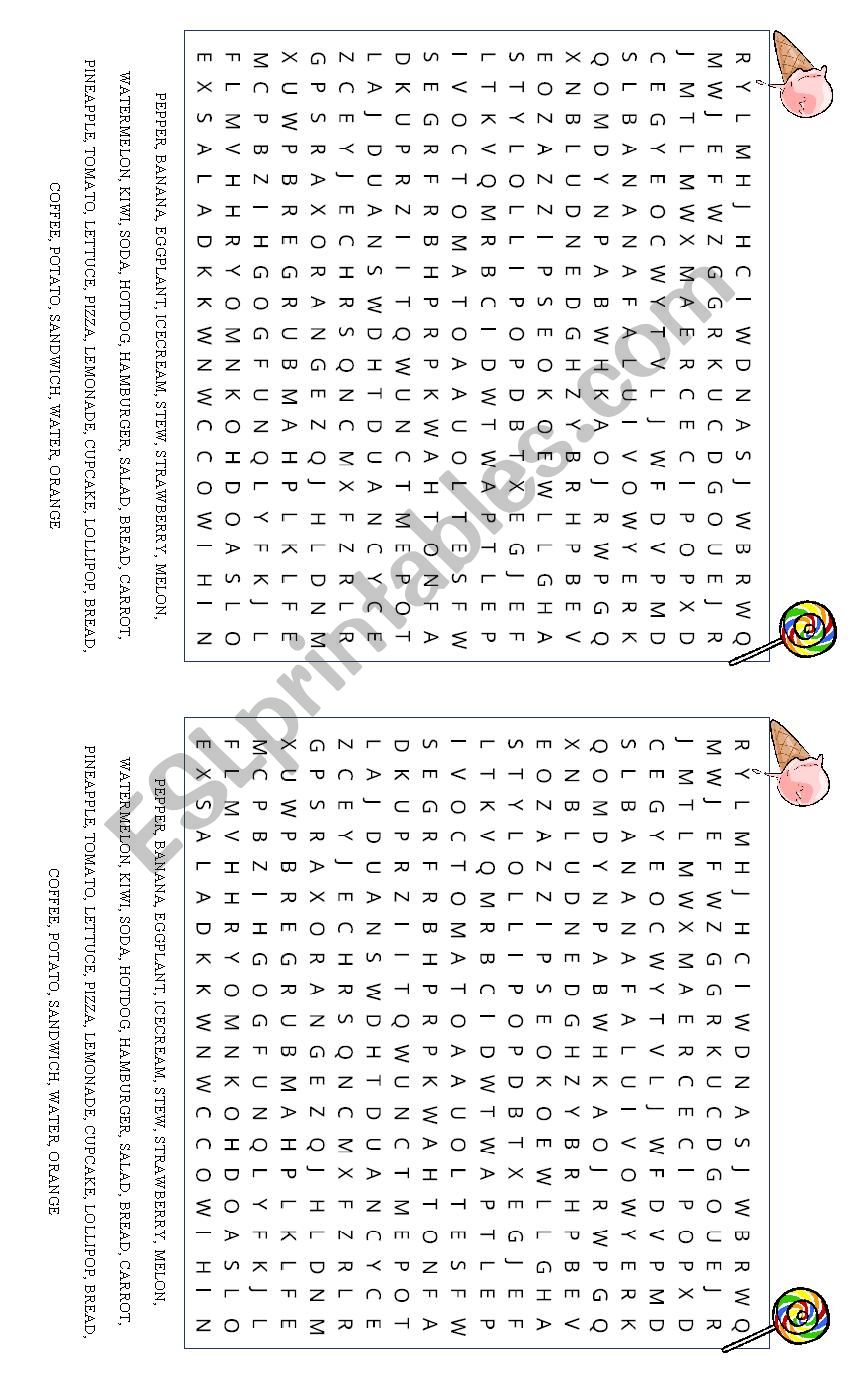 Deicious Food worksheet