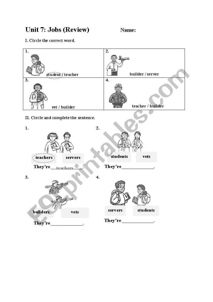 Jobs - ESL worksheet by myteacher23