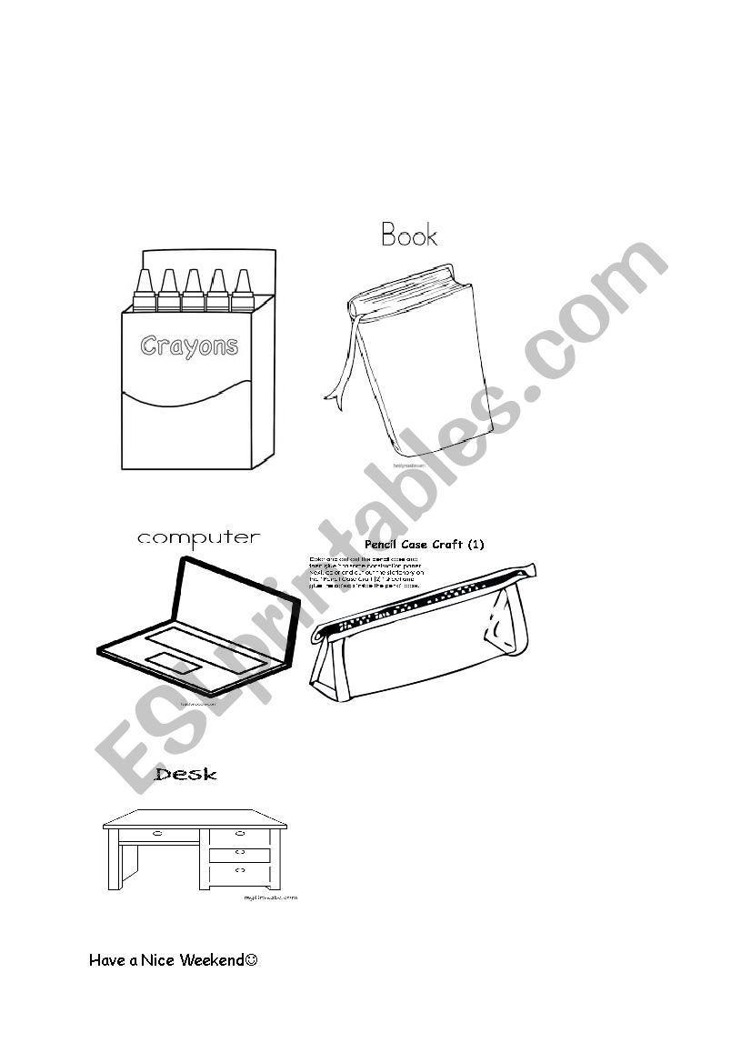 School supplies worksheet