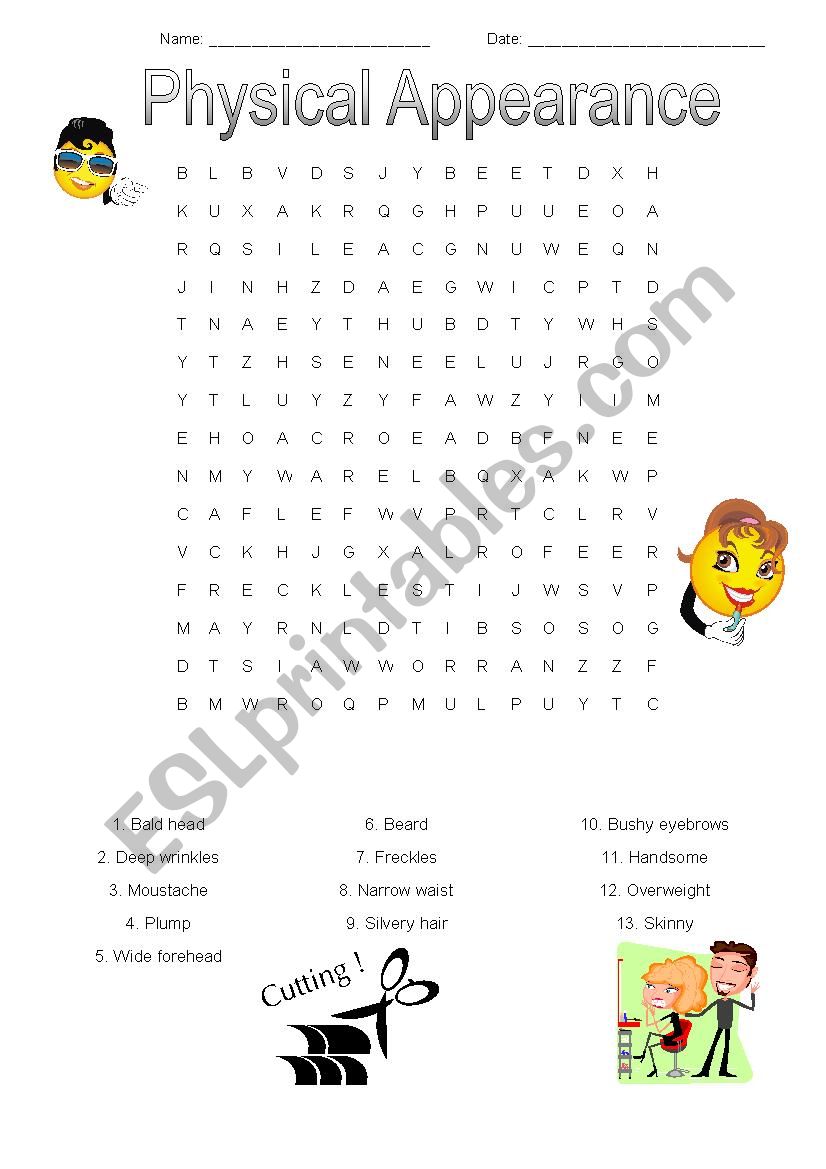 Wordsearch_appearance worksheet