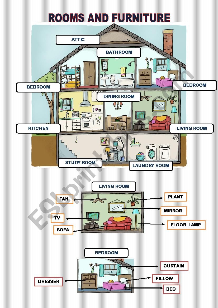 ROOMS AND FURNITURE worksheet