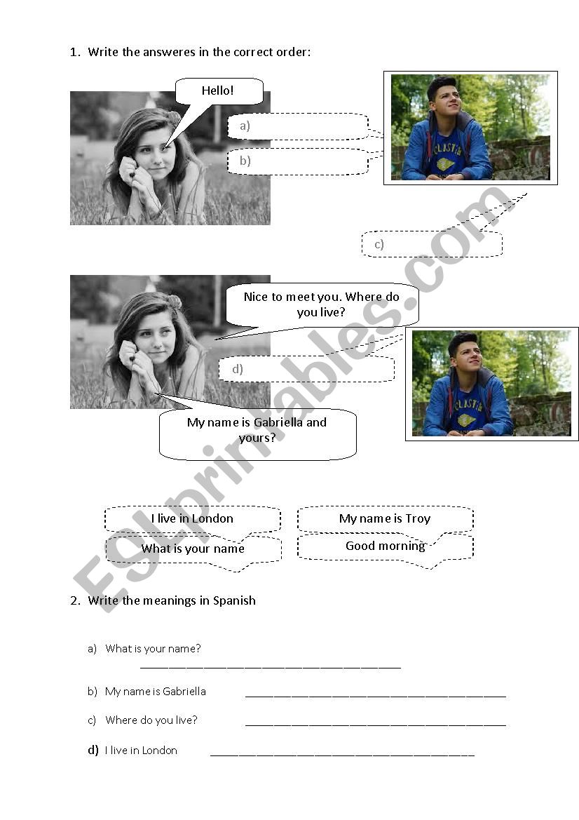 Good morning activity worksheet