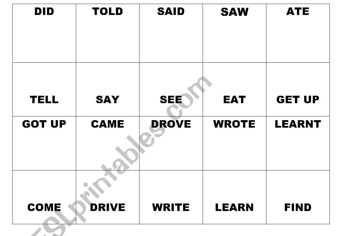 past & present domino verbs worksheet
