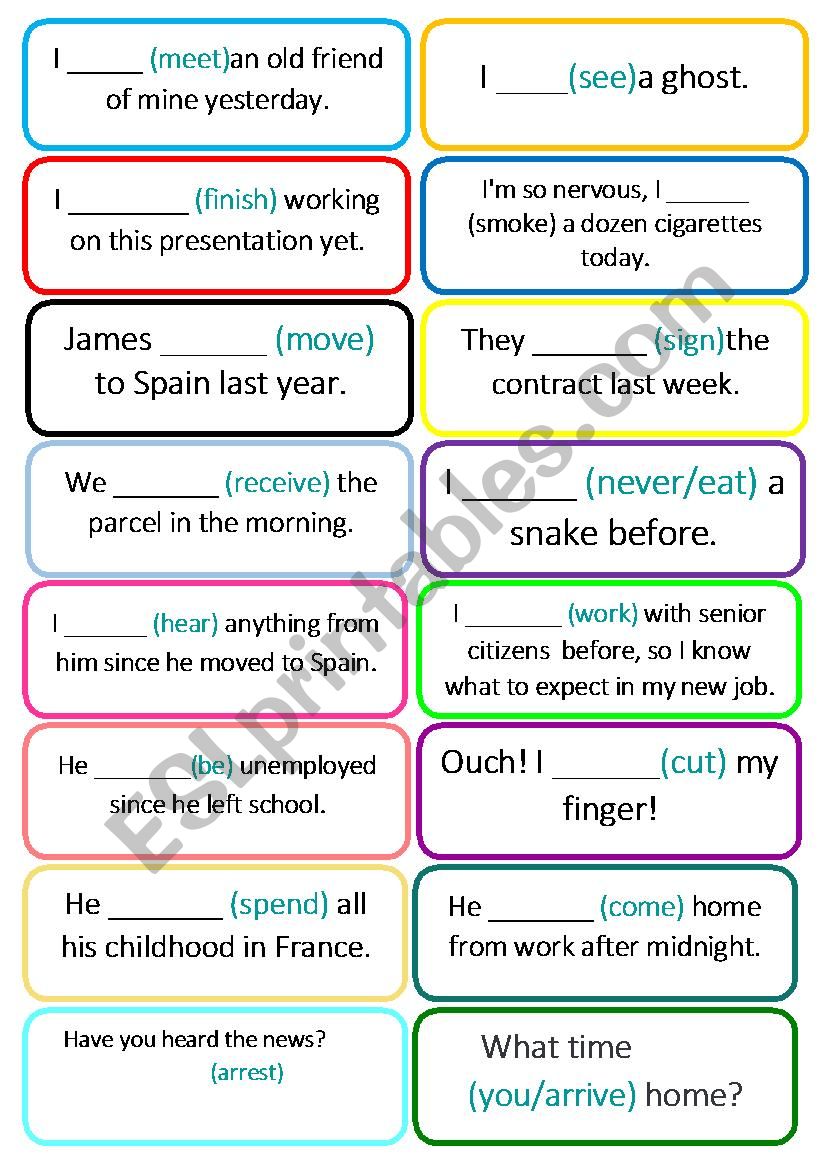 Past Simple Speaking Cards 2BD