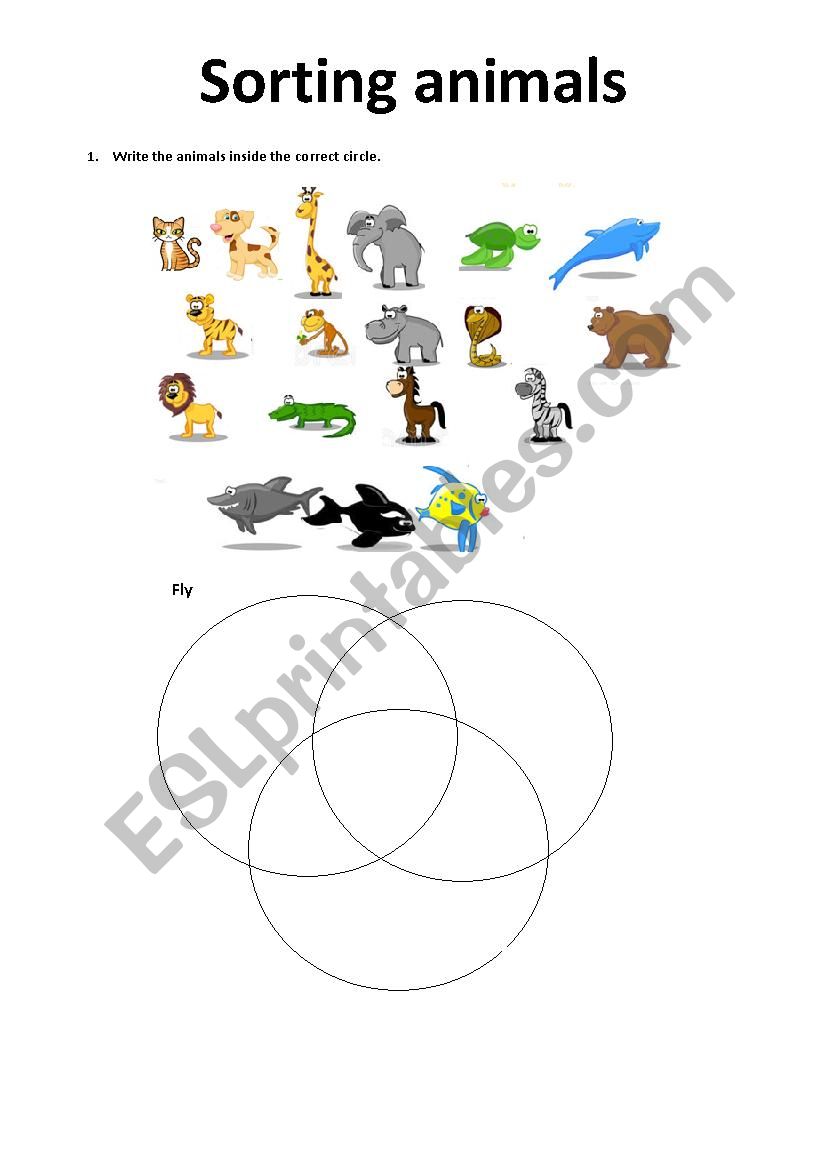 Sorting animals worksheet