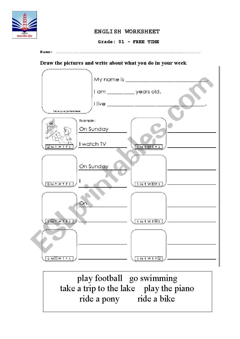 free time activities worksheet