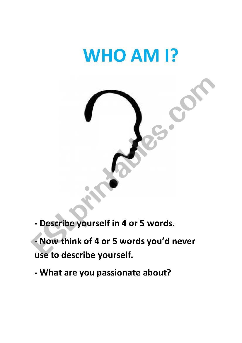 Who Am I? worksheet