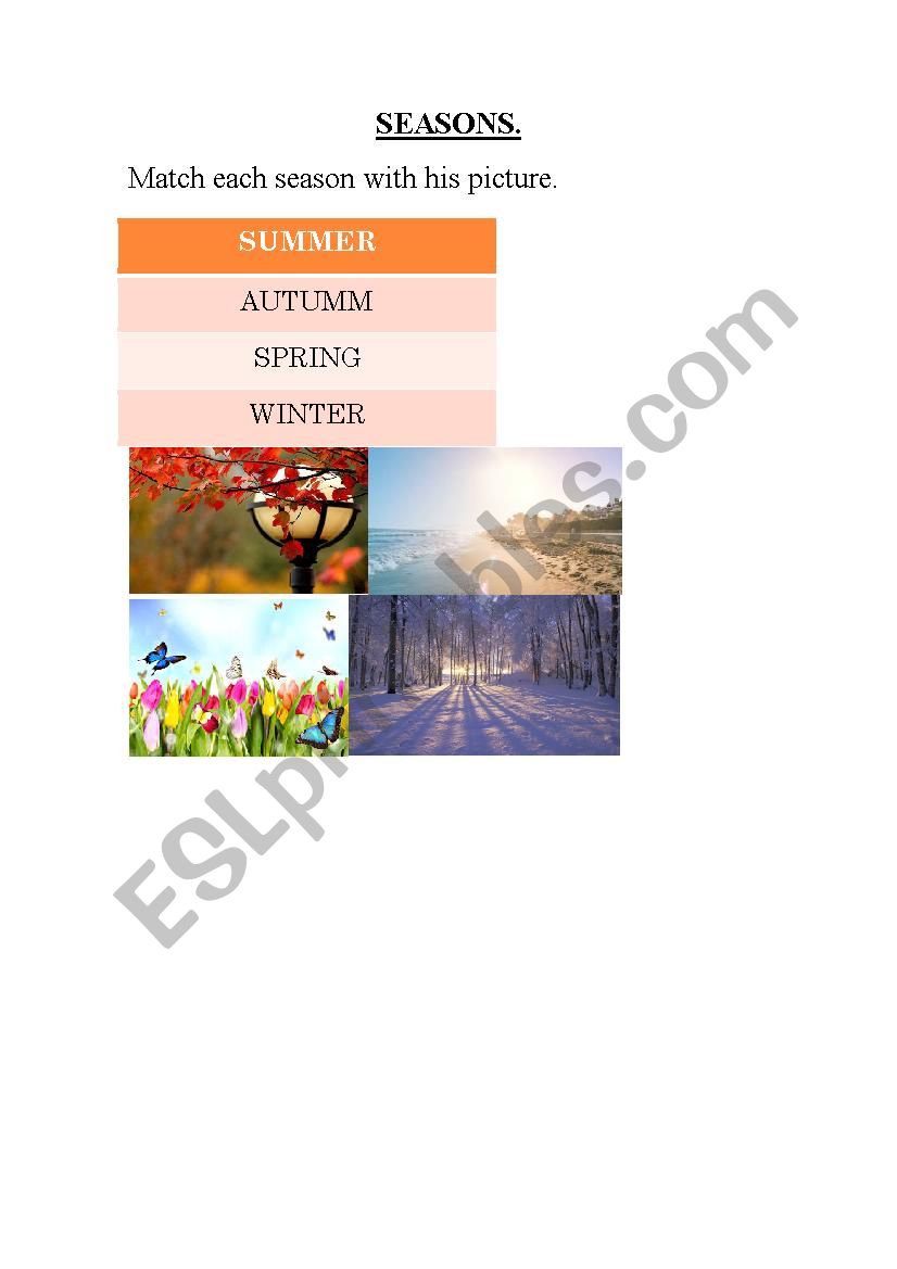 seasons worksheet