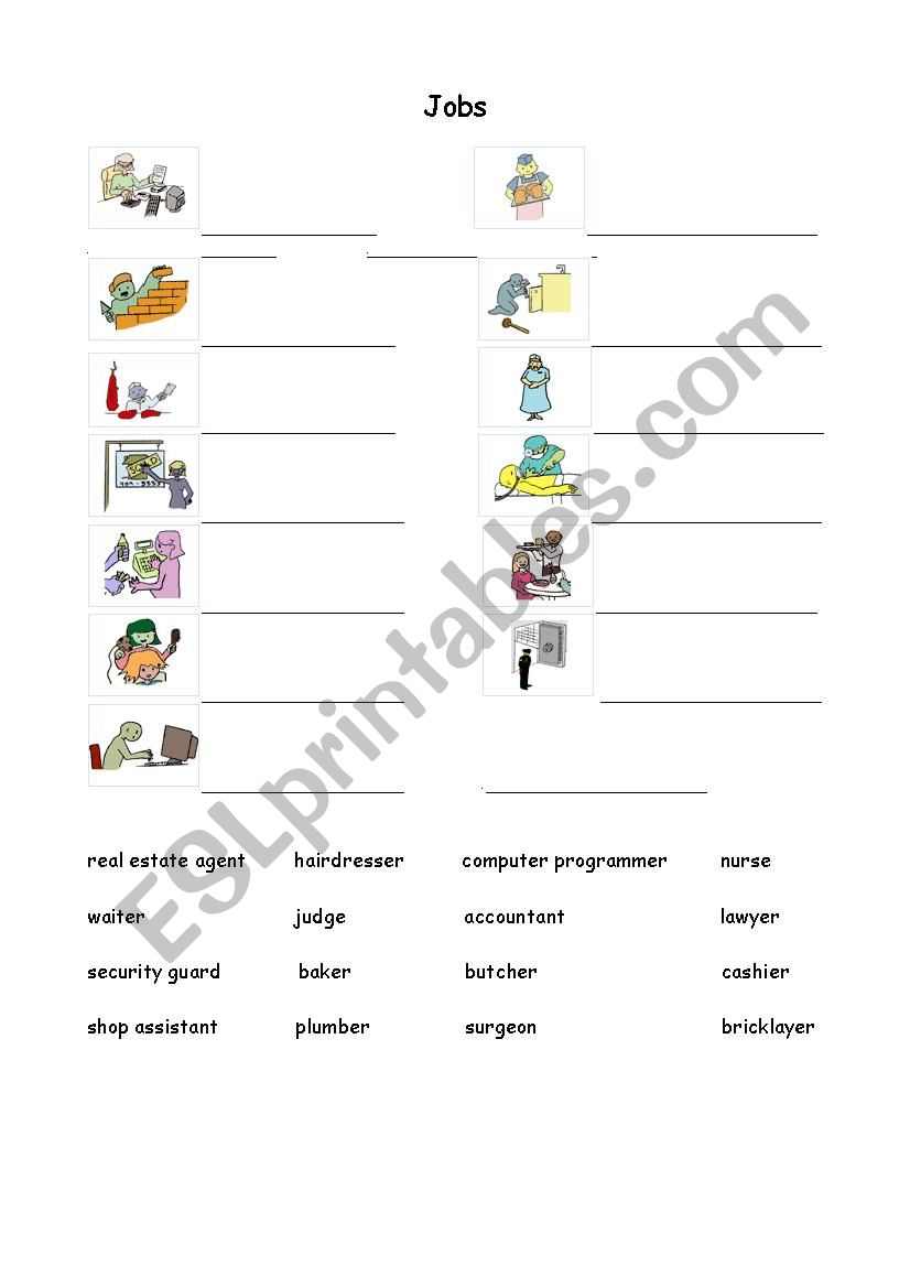 Jobs worksheet