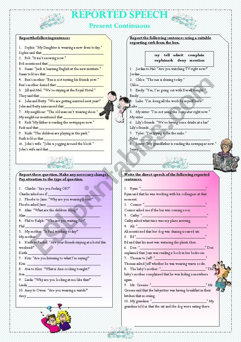 reported-speech-present-continuous-esl-worksheet-by-miss-sil