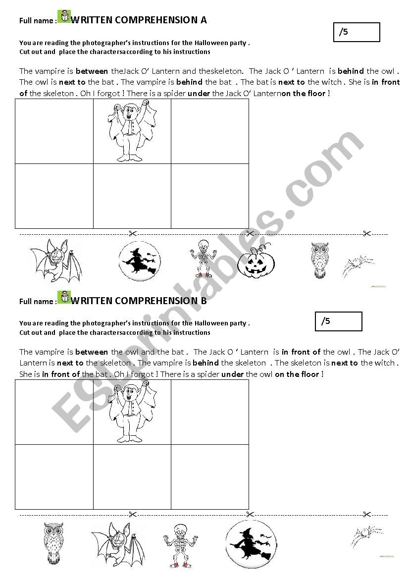 Halloween party photo worksheet