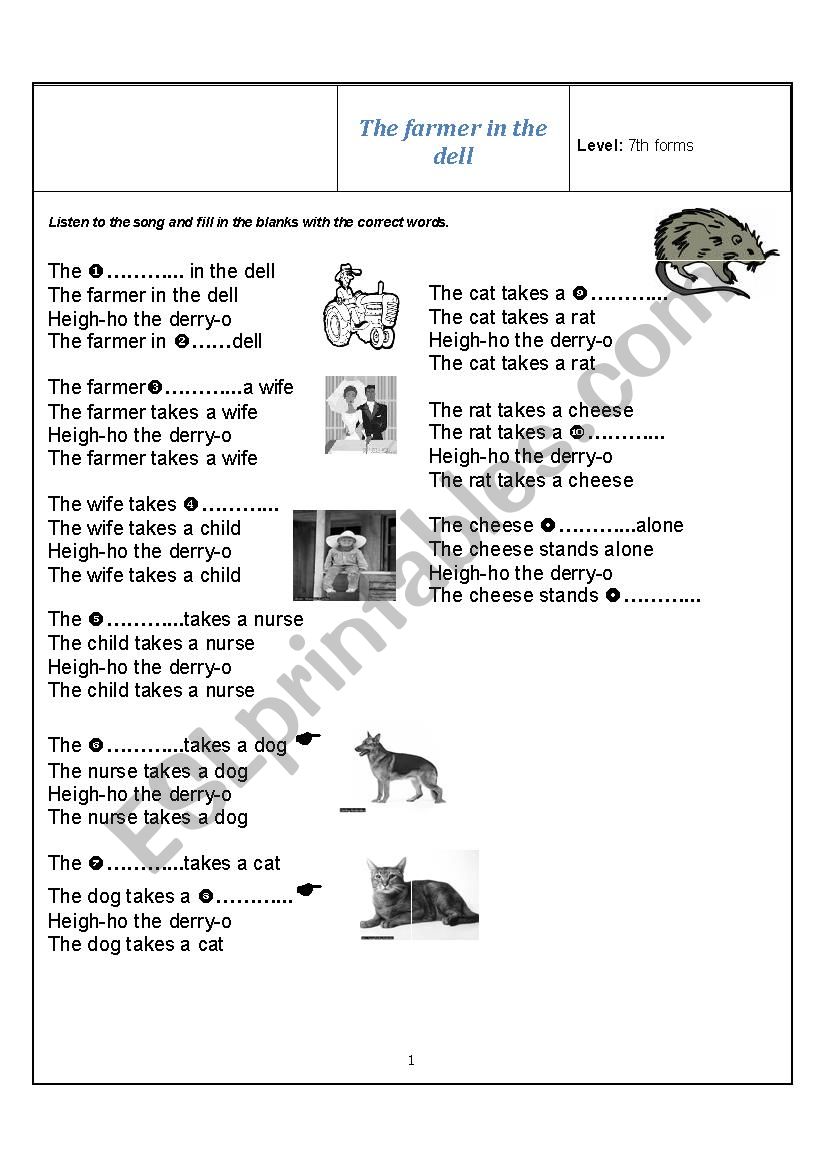 The Farm In The Dell Esl Worksheet By Abou Loujaine