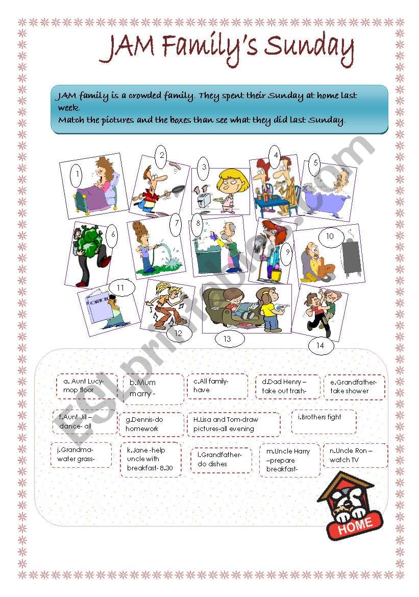 JAM family´s sunday 06.08.08 - ESL worksheet by luku