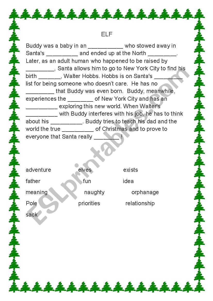 Elf worksheet