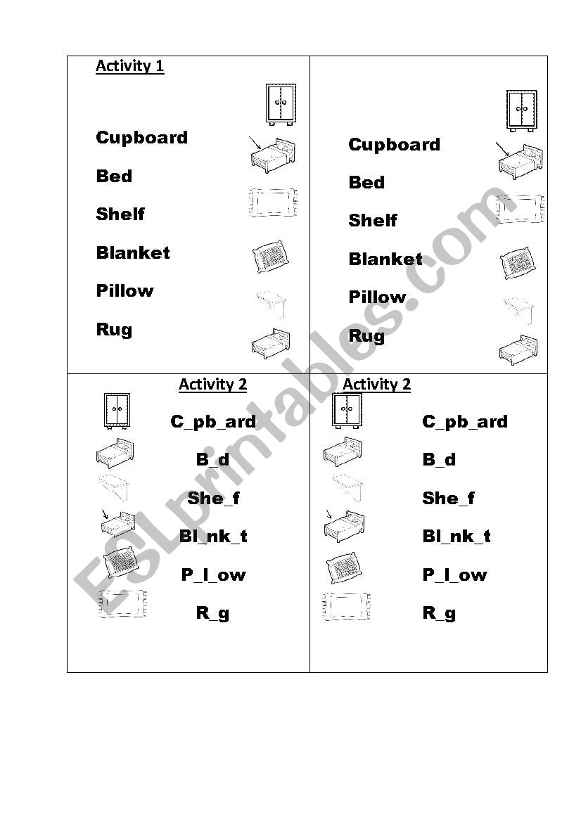 My room worksheet