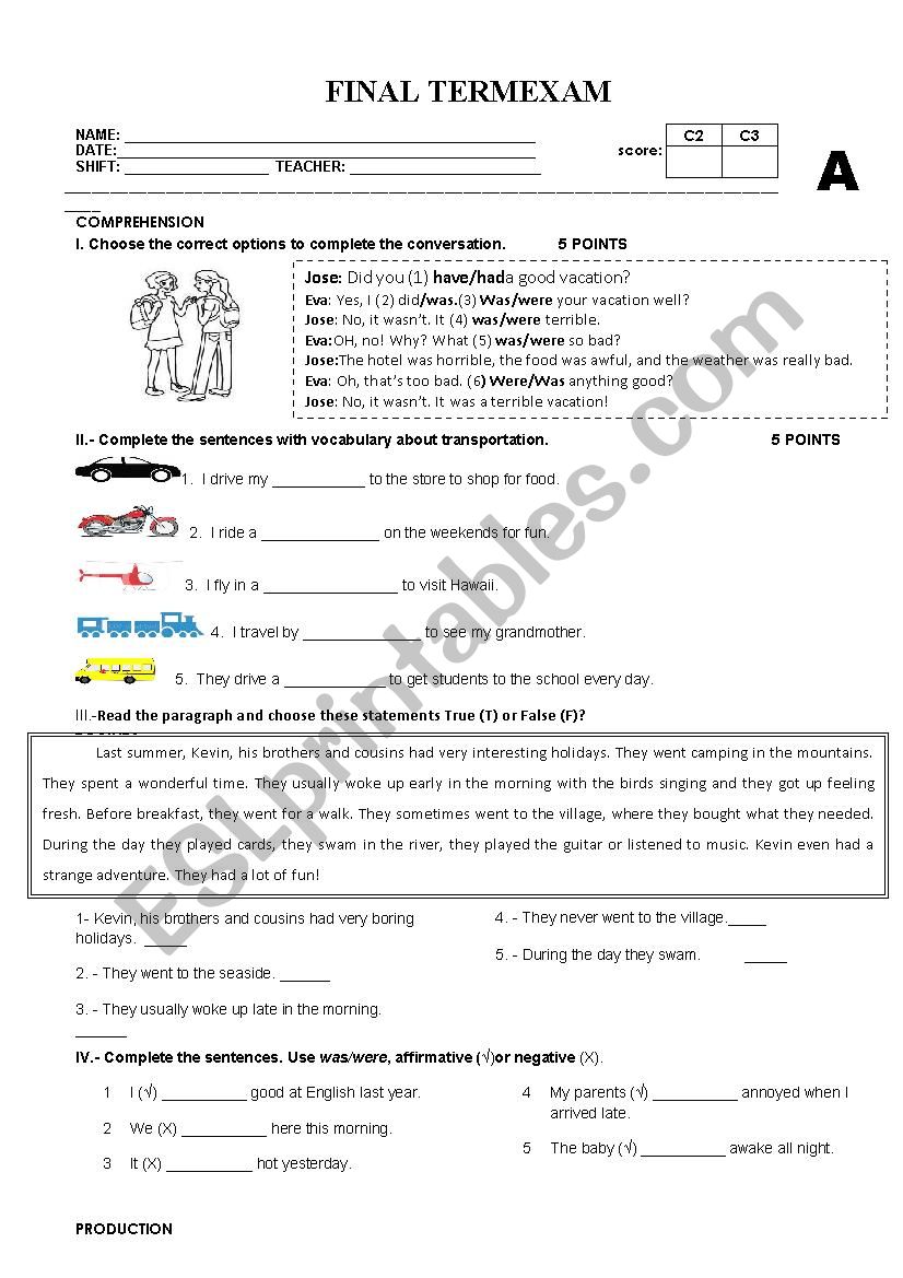 FINAL EXAM worksheet