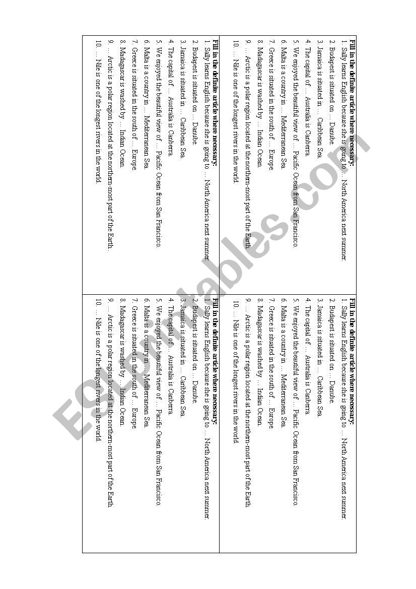 Article worksheet