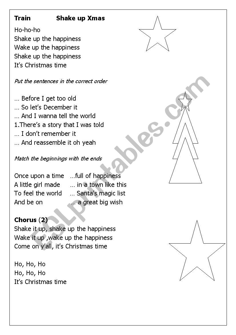 Train-Shake it up  worksheet