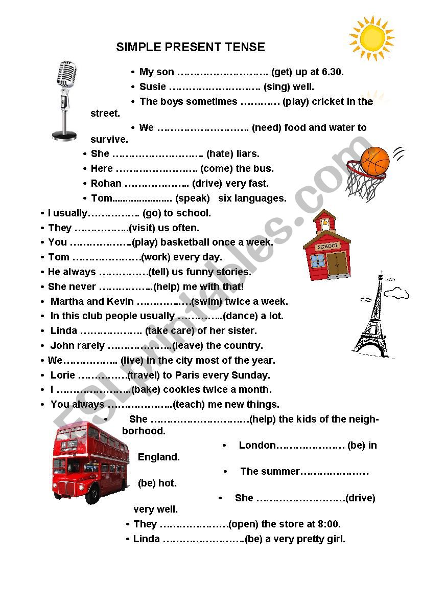 simple present tense  worksheet