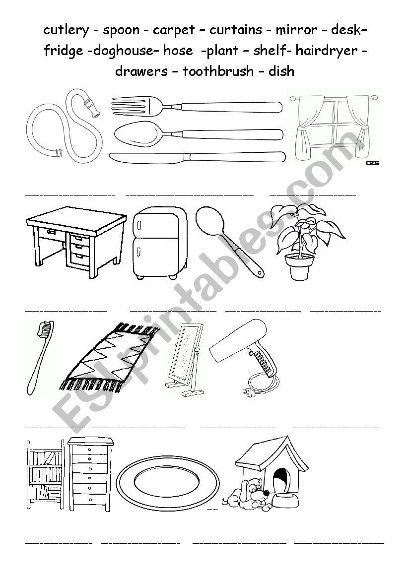 House vocabulary worksheet