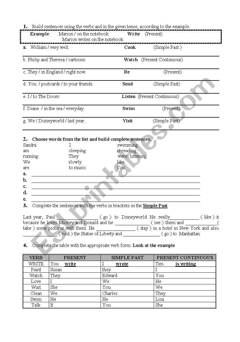 Grammar test worksheet