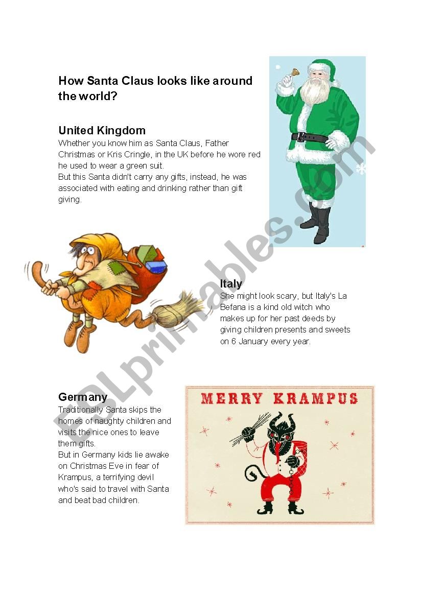 Santa around the globe worksheet