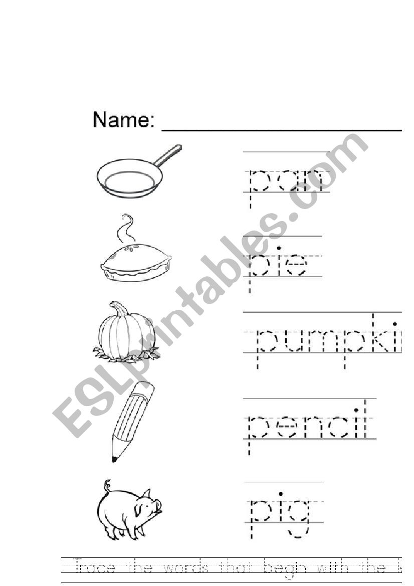 letter p worksheet