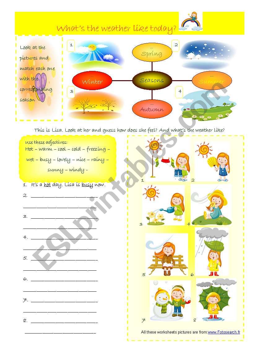 what´s the weather like today? 05-08-08 - ESL worksheet by hayet