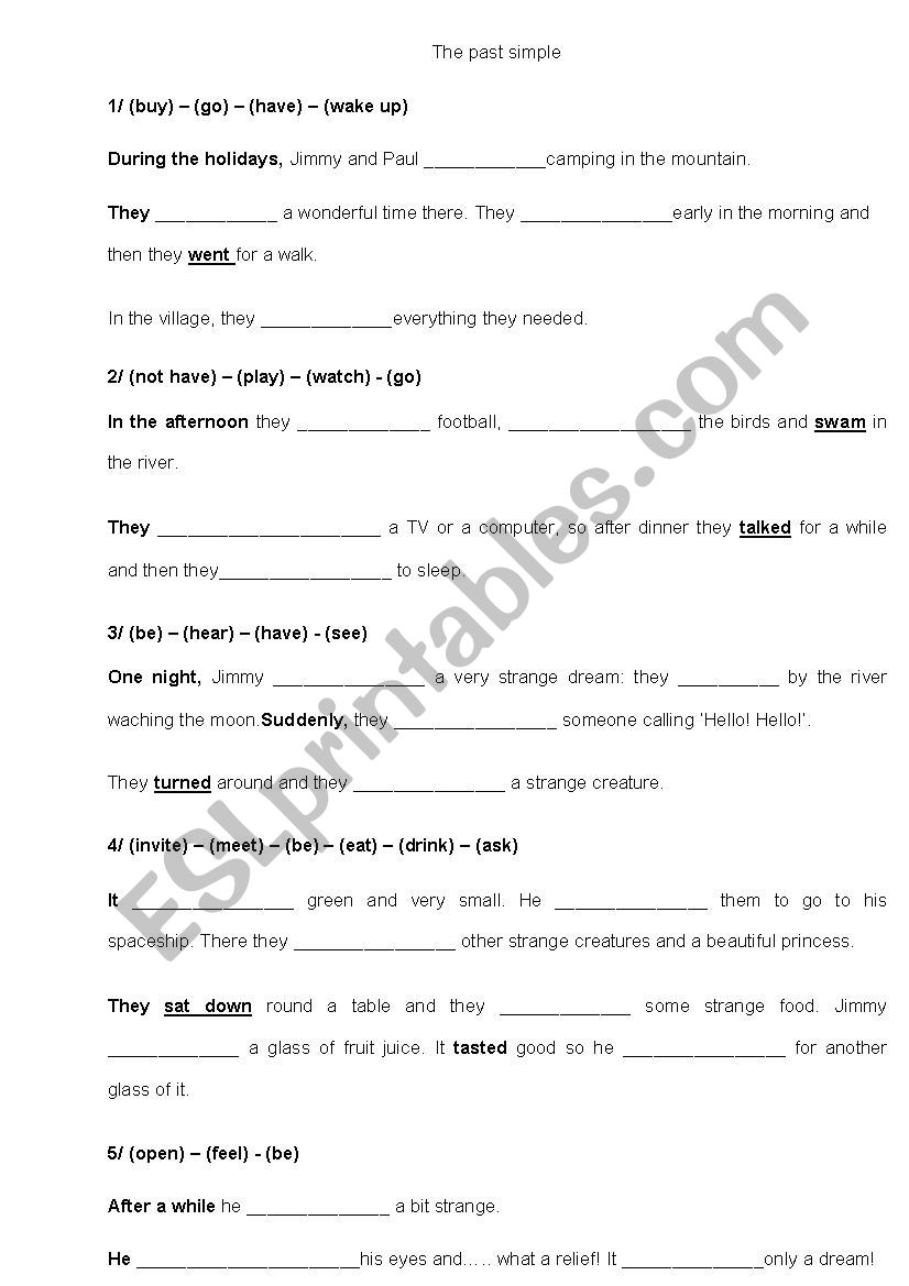 Past simple worksheet