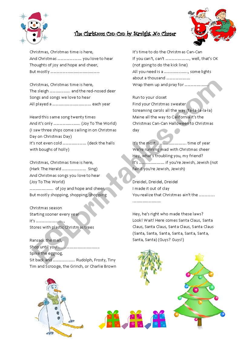 Song Christmas Can-Can  worksheet