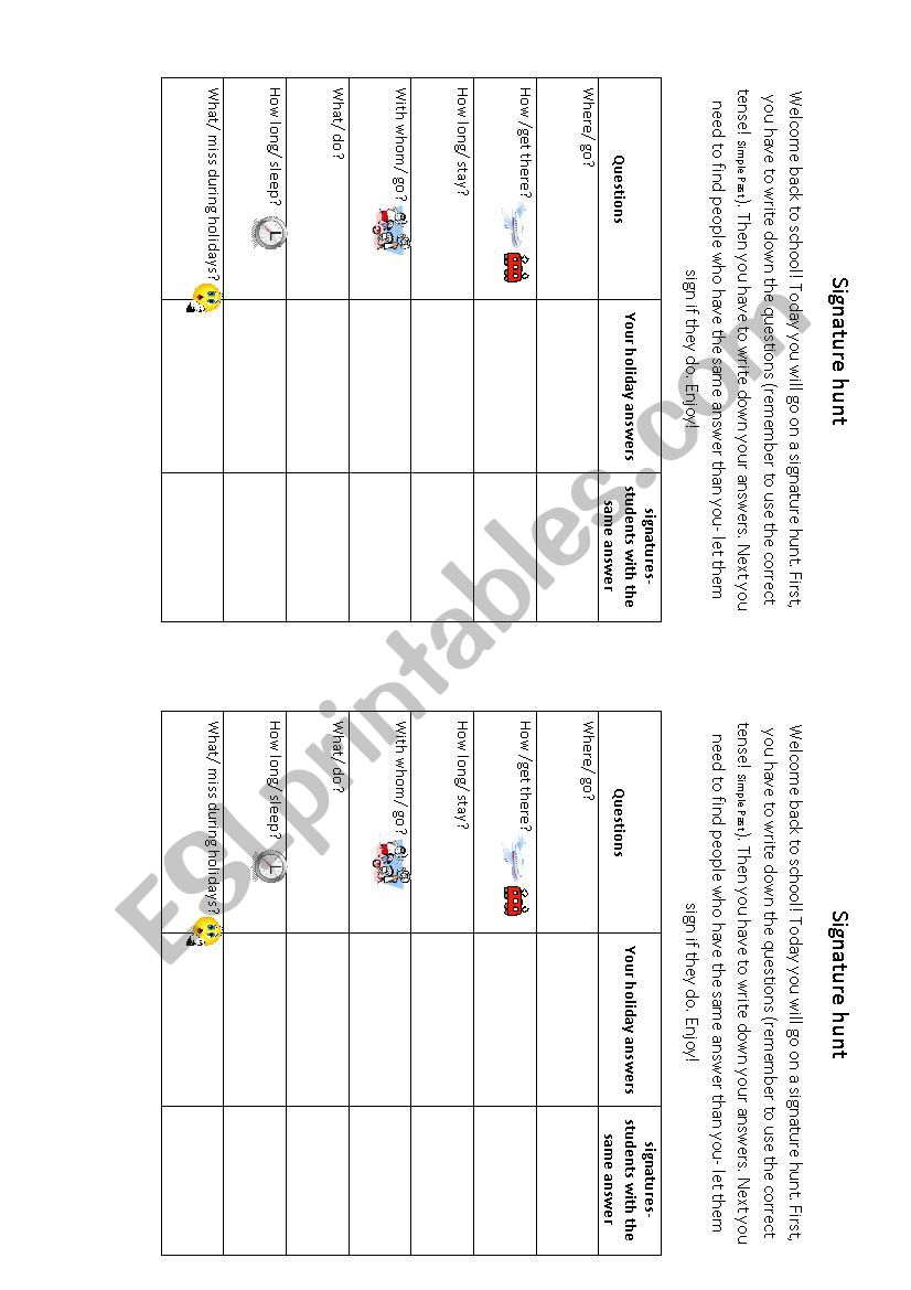 Signature Hunt worksheet