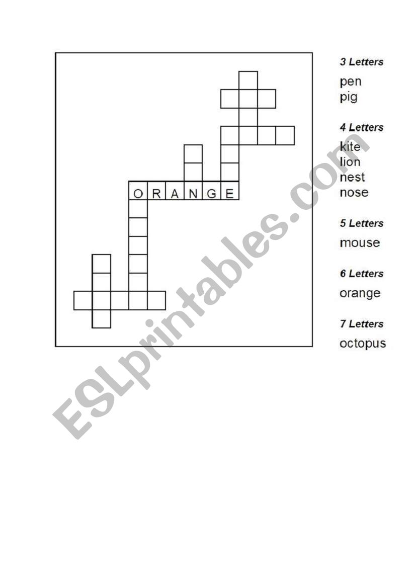 crossword worksheet