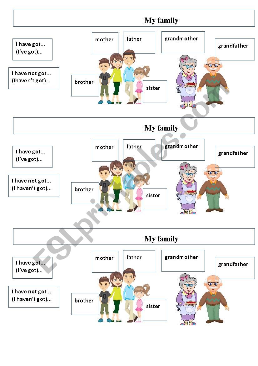 Family ESL Worksheet By Tatianaka