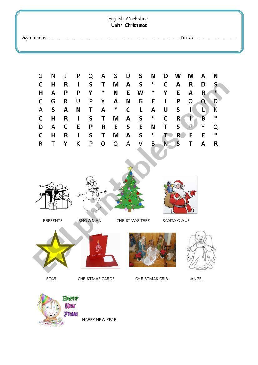 Christmas Word Search worksheet