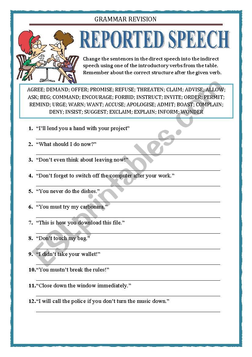 noun clauses reported speech exercises