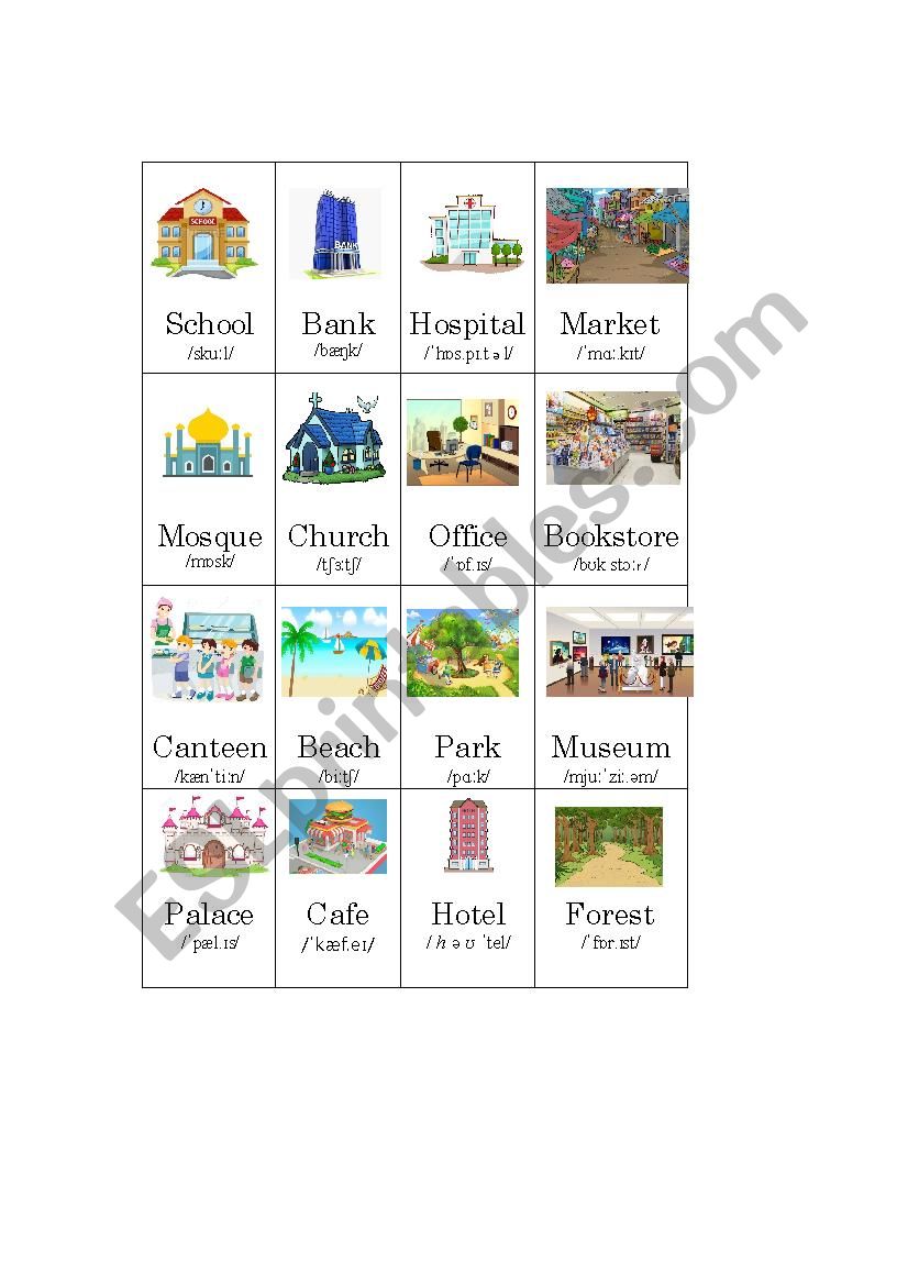 place and building worksheet