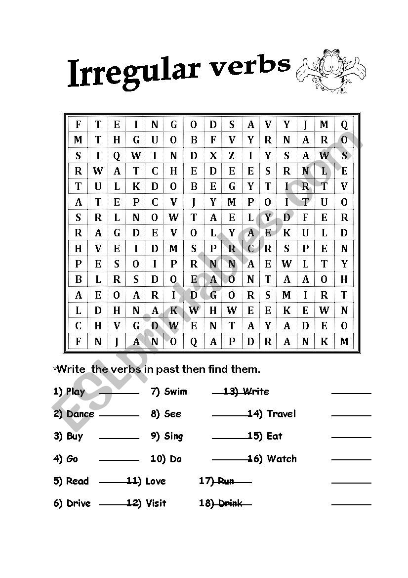 Irregular verbs worksheet