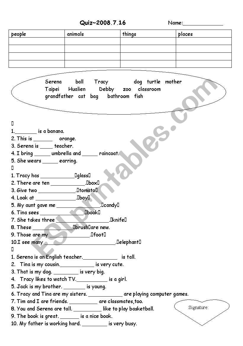 Grammar-Nouns worksheet