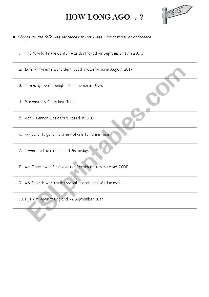 How Long Ago ESL Worksheet By Fpaulen