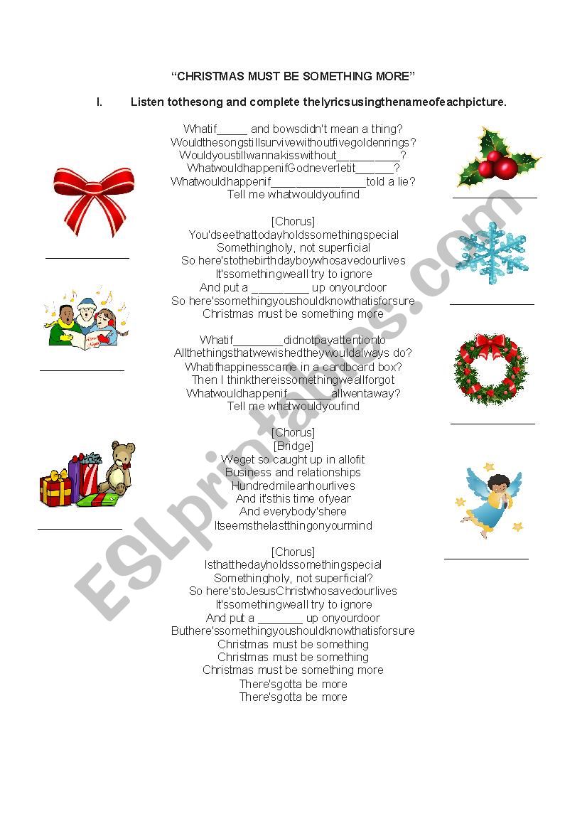 cHRISTMAS SONG worksheet