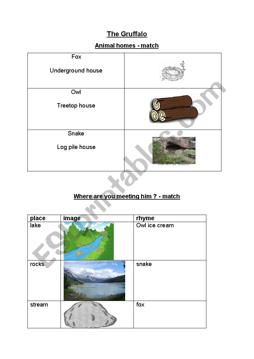 The Gruffalo worksheet