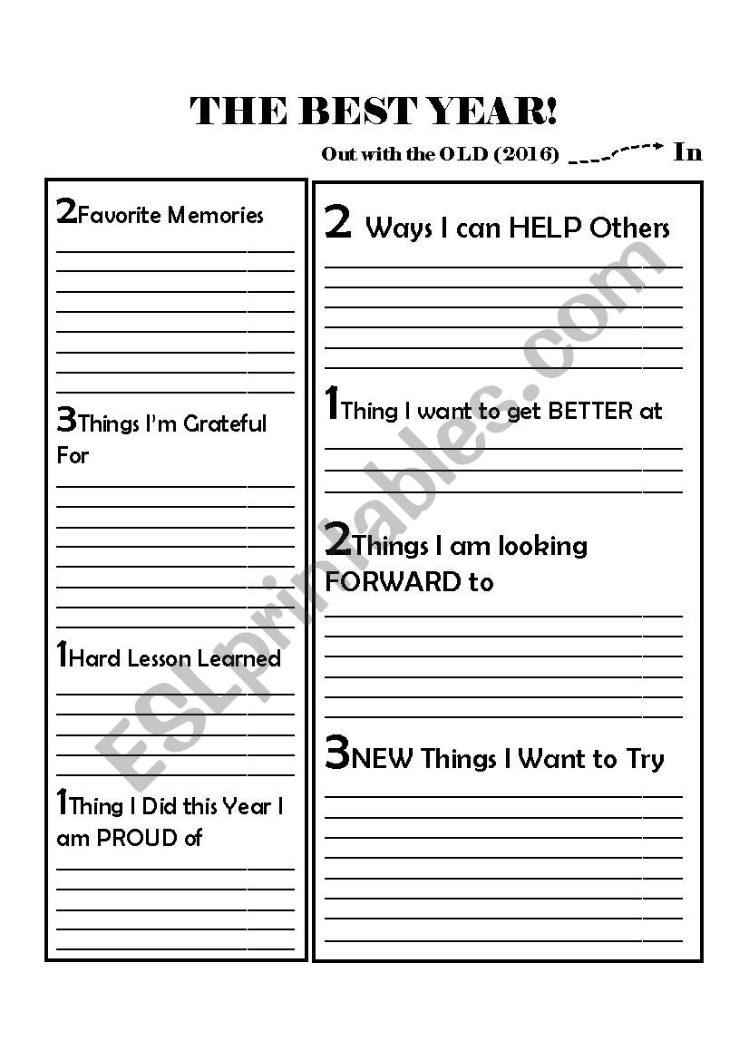 The Best NEW YEAR worksheet