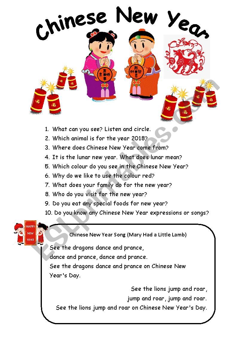 Chinese New Year Listening Activity Worksheet Bank2home