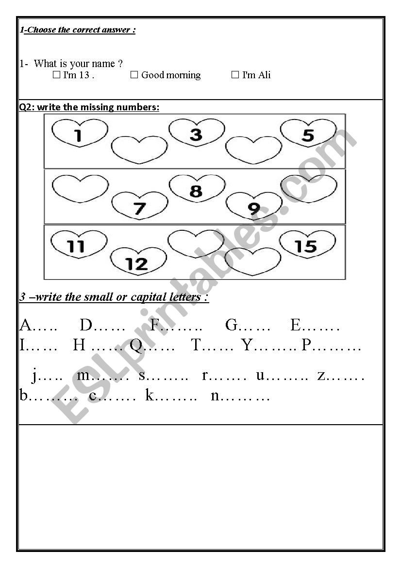 Quize worksheet